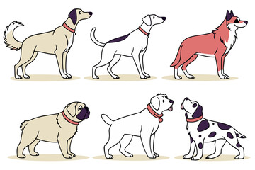 Explore a Variety of Dog Breeds Vector Illustration Set