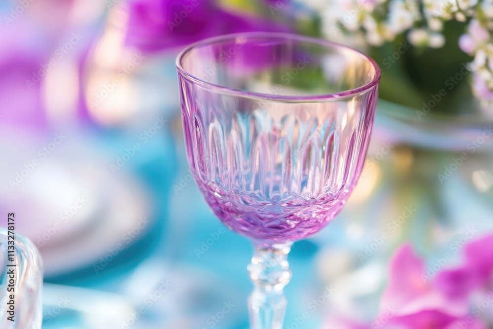 Poster a close-up view of a wine glass on a table, perfect for use in food and drink photography or as a de