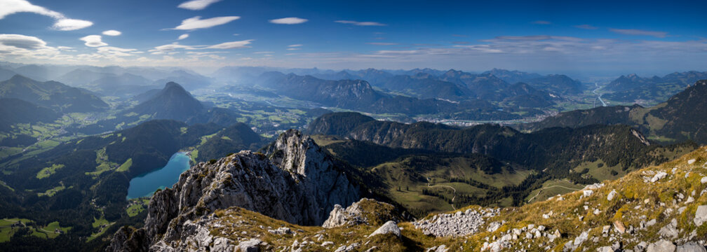 Panorama view of mount Scheffauer summit, austrian alps