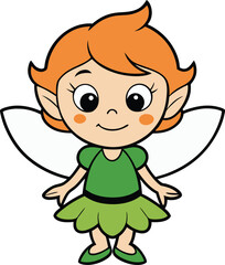 Fototapeta premium Adorable Little Fairy in Green Dress 