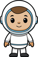 Obraz premium Smiling Astronaut: A cheerful cartoon illustration of an astronaut ready to explore
