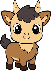 Adorable Baby Goat Cartoon Illustration 