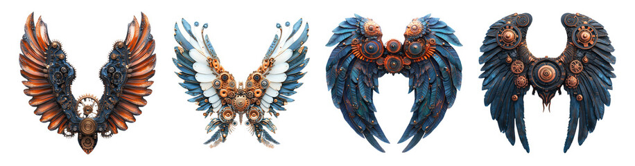 Steampunk Wing Designs on Transparent Background
