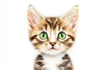 Obraz premium A close-up photo of a kitten with bright green eyes