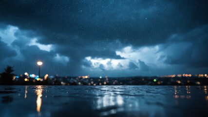 Fototapeta premium Blurry Night with Soft Bokeh Lights and Gentle Rainfall