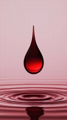 Obraz premium 3drendered blood droplet with glowing core on gradient background