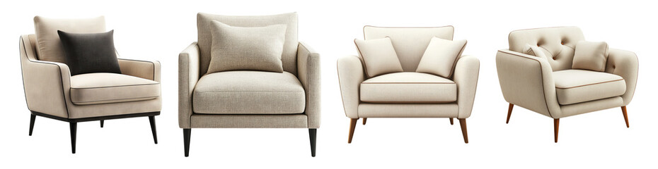 Modern Armchairs on Transparent Background