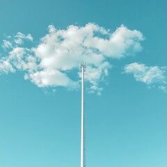 Obraz premium Telecommunication tower standing tall against bright blue sky urban environment aerial view technology concept for connectivity