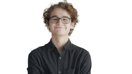 Fototapeta premium Portrait of american young businessman with arms crossed on white background 
