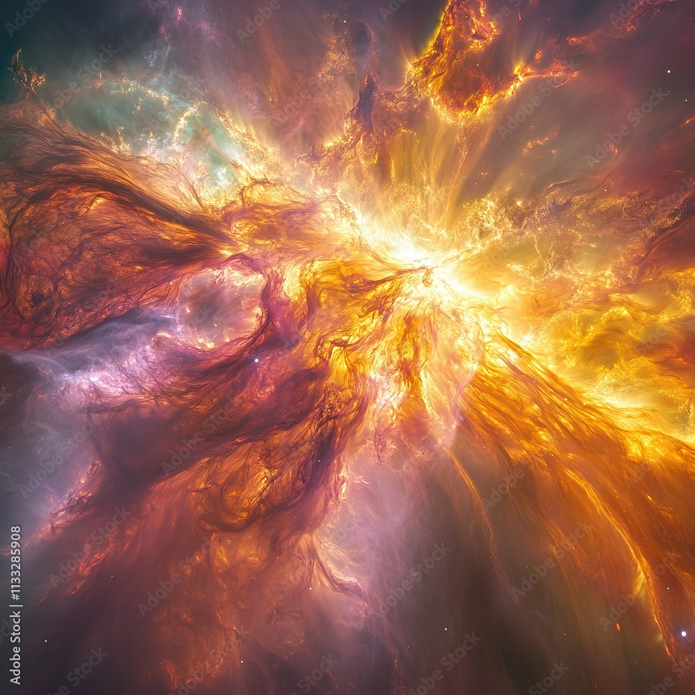 Wall mural explosive cosmic event outer space digital artwork nebula high perspective astrophysics phenomenon