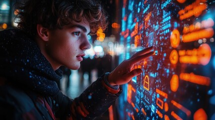 A person examining digits on a digital display
