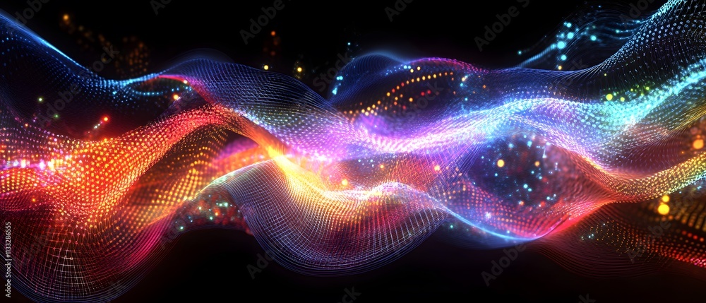 Aufkleber Vibrant Waves of Light and Color Flowing in Abstract Design for Dynamic Background and Digital Art Projects