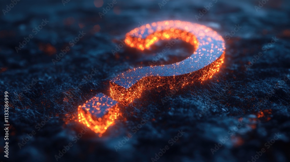 Aufkleber A single glowing question mark in an open field, great for representing uncertainty or curiosity