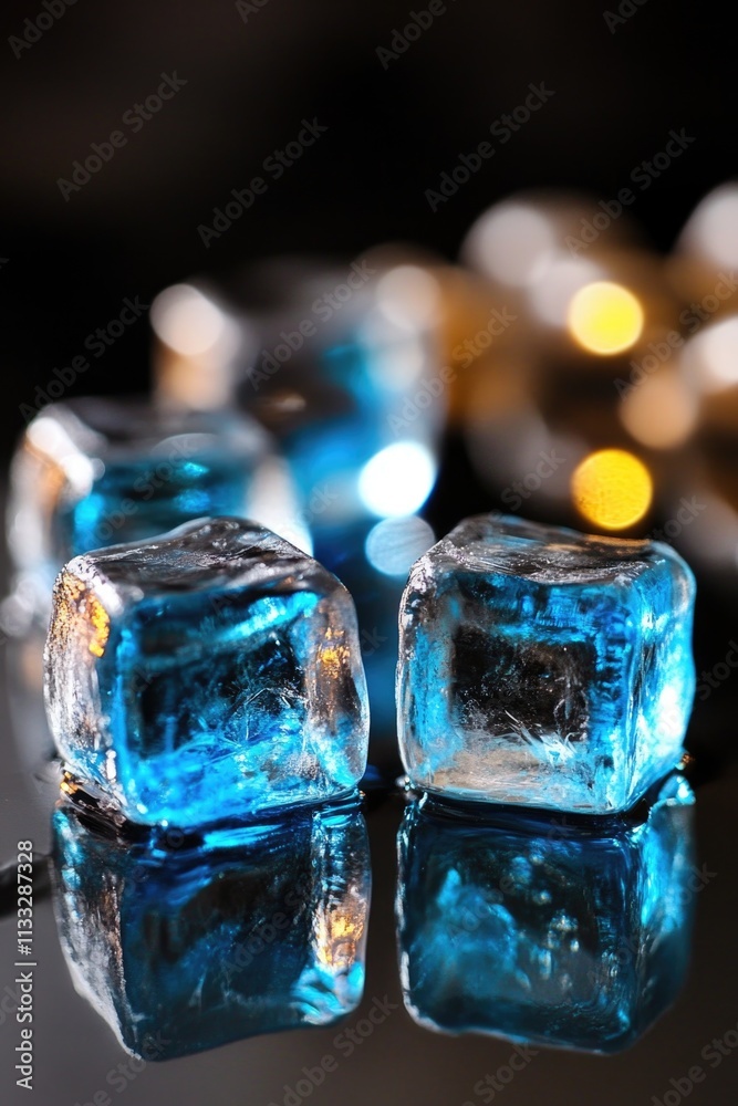 Aufkleber close-up view of two ice cubes sitting on a table
