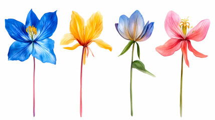 Obraz premium watercolor flowerson isolated on a white background