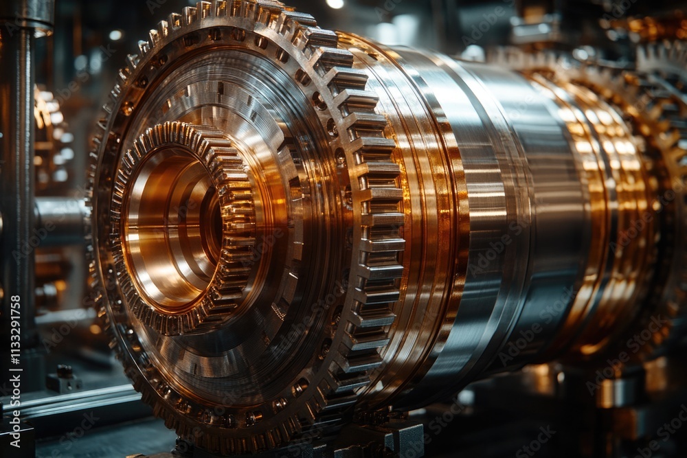 Poster mechanical equipment with intricate gears, suitable for use in industrial or technical contexts