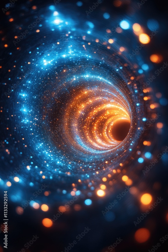Aufkleber a spiral of blue and orange lights illuminates a dark space, creating a mesmerizing display