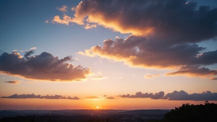 Obraz premium Gorgeous Sunset Sky with Blue and Pink Cloud Reflections