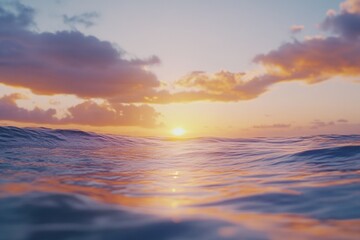 Beautiful sunset scene with warm colors and gentle waves of the ocean
