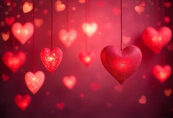 Valentine's Day background With hanging heart decorations