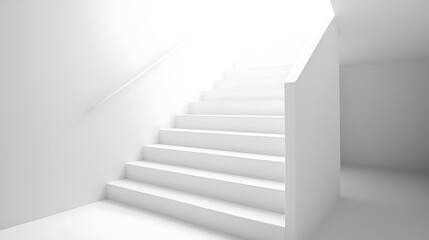 Obraz premium 24. A staircase with alternating white and light gray steps, set against a stark white background
