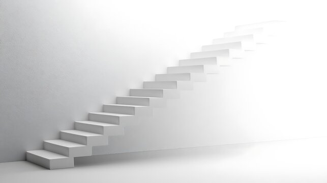 21. A side profile of a staircase with sharp, clean lines and white steps against a plain white background