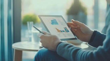 Person reviewing financial data on a tablet