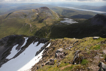 Ascent path to Binnein Mor and Na Gruagaichean -  View towards Glen Nevis and water of Nevis valley - Mamores - Highlands - Scotland - UK © Collpicto