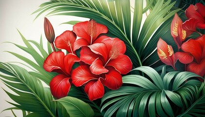 Obraz premium red and yellow tulips