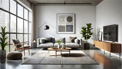 Fototapeta premium Stylish Modern Living Room with Greenery