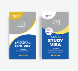 Study abroad social media vertical story post or higher education vertical roll up banner template