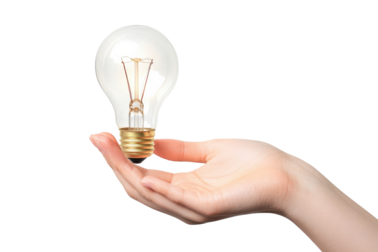 Modern LED Light Bulb with Energy Efficiency Label with isolated on transparent background