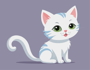 Obraz premium Curious Cartoon Kitten with Playful Expressions and Adorable Poses