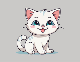 Obraz premium Curious Cartoon Kitten with Playful Expressions and Adorable Poses