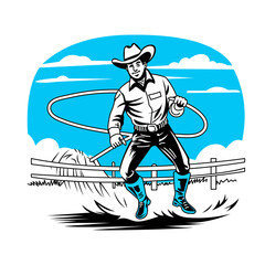 Obraz premium A sketchy illustration of cowboy challenge