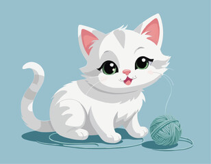 Obraz premium Curious Cartoon Kitten with Playful Expressions and Adorable Poses
