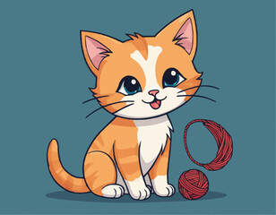Obraz premium Curious Cartoon Kitten with Playful Expressions and Adorable Poses
