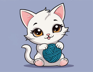 Curious Cartoon Kitten with Playful Expressions and Adorable Poses