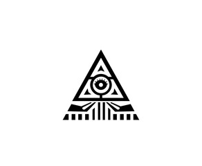Fototapeta premium Vector illustration of the symbolic form of the Aztec cosmology in black and white