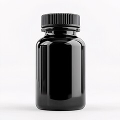 Fototapeta premium Black supplement bottle for medicine