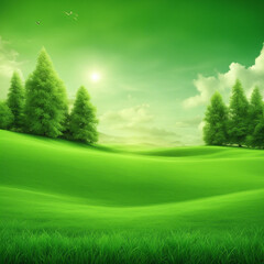 Obraz premium green grass landscape background