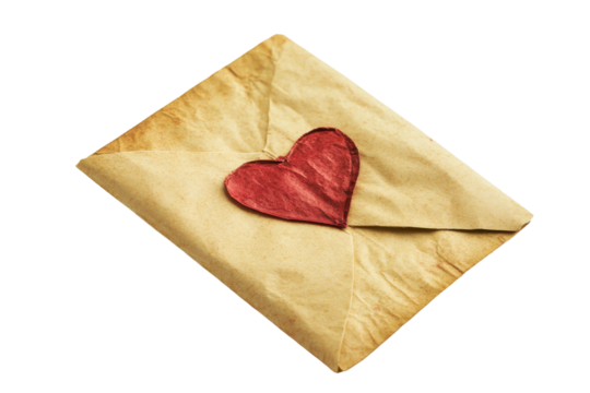 Romantic Handwritten Love Letter with Flowing Script and Heart Illustrations with isolated on transparent background