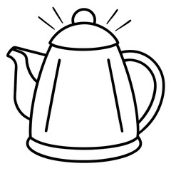 Fototapeta premium Boiling Kettle Clip Art Detailed Line Art Vector Illustration