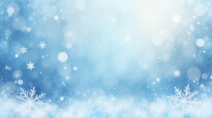 Frozen winter snow banner. Watercolor snowflakes pattern poster. Snowy wallpaper background