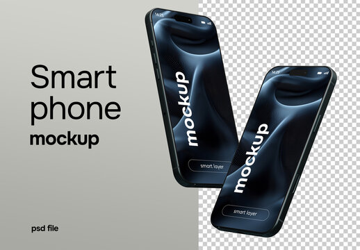 A realistic high resolution mockup 3D render set of a smartphone