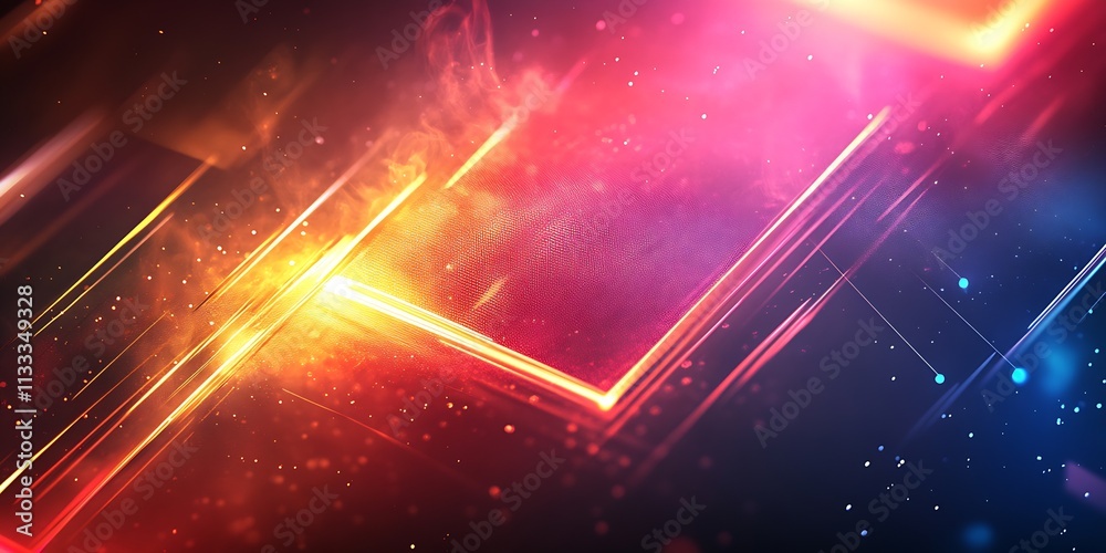 Aufkleber vibrant abstract digital art with glowing geometric shapes on dark background : generative ai
