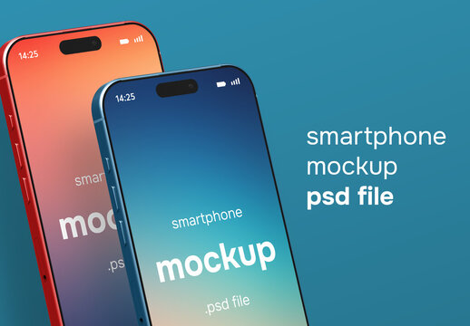 A realistic high resolution mockup 3D render set of a smartphone