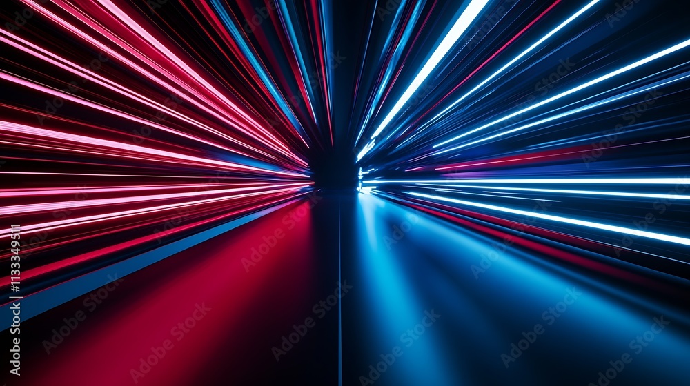 Poster Abstract Red and Blue Light Streaks in Motion for Dynamic Speed and Energy Concepts : Generative AI