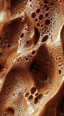 This close-up reveals a luscious layer of chocolate ice cream, its creamy texture showcasing bubbles that promise a delightful taste experience. Perfect for a warm day, Mocha Mousse