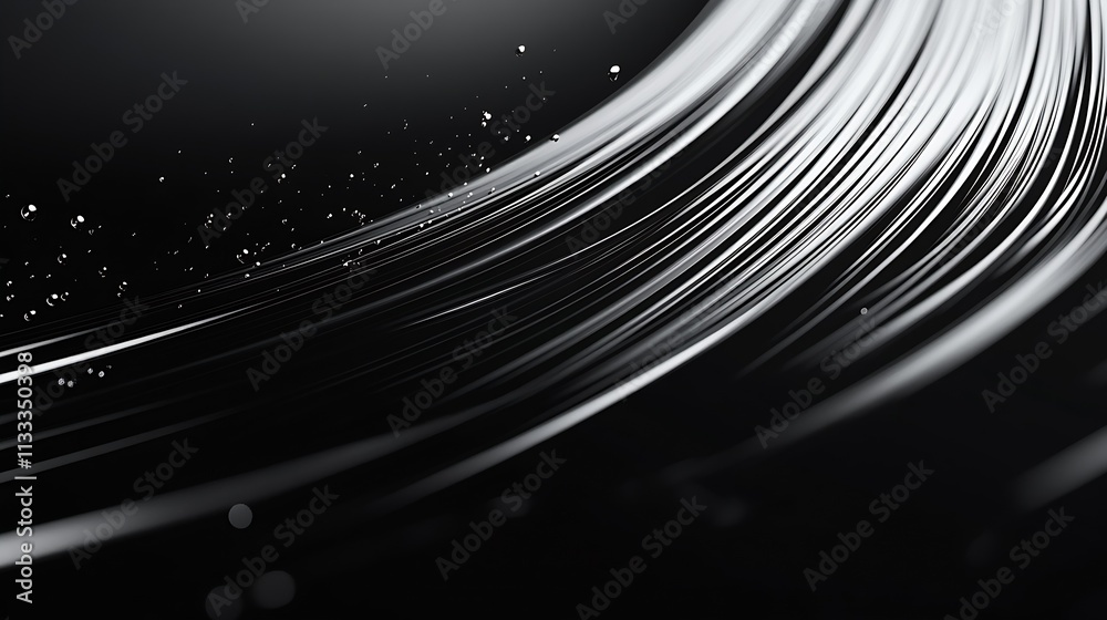 Fototapete abstract curved metal lines with sparkling elements on sleek dark background in modern design : gene